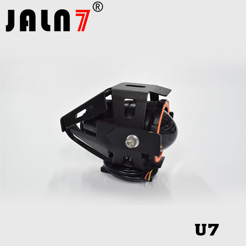 Motorcycle Headlight Led JALN7 U7 15W Fog Driving Running Light with Angel Eyes Lights Ring Front Strobe Flashing