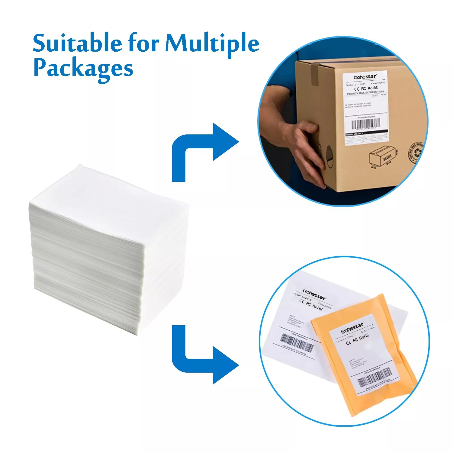 Thermal Label Stickers Shipping Label Rolls Self Adhesive 100mm*150mm