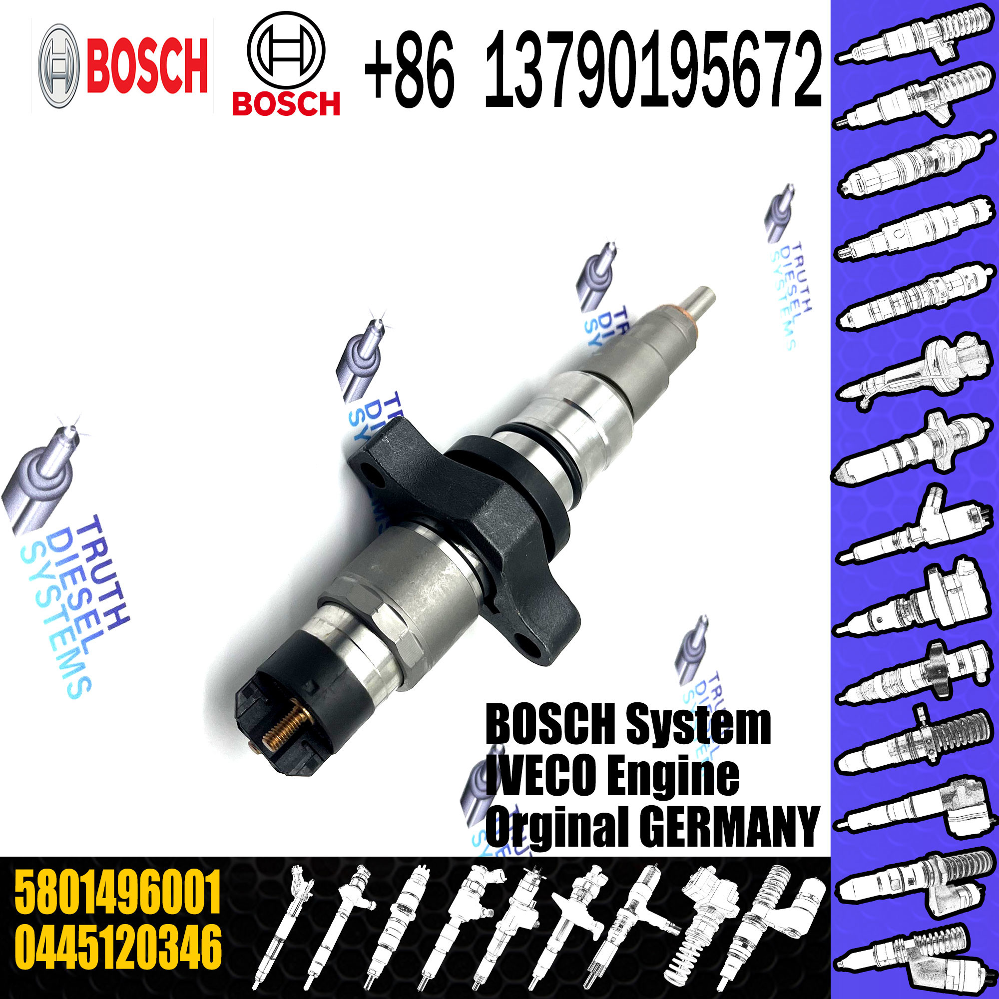 5801496001 fuel injector 0445120346 5801496001 injector for HEULIEZ/IRISBUS/IVECO/NEW HOLLAND common rail injector