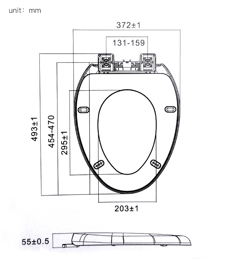 Smart Elongated Toilet Lid Covers Intelligent Constant Temperature Heating Technology