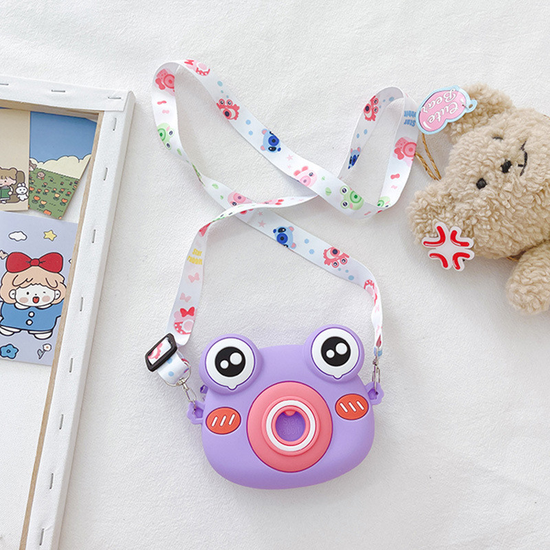 Cute Frog Silicone Pencil Box School Supplies Pencil Case For Kids Makeup Bag Shoulder Bag For Christmas Birthday Gift