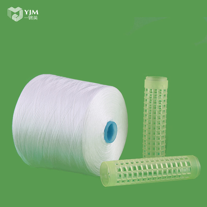 100% Bright Virgin Sewing Thread Polyester Staple Yarn High Tenacity In White Color