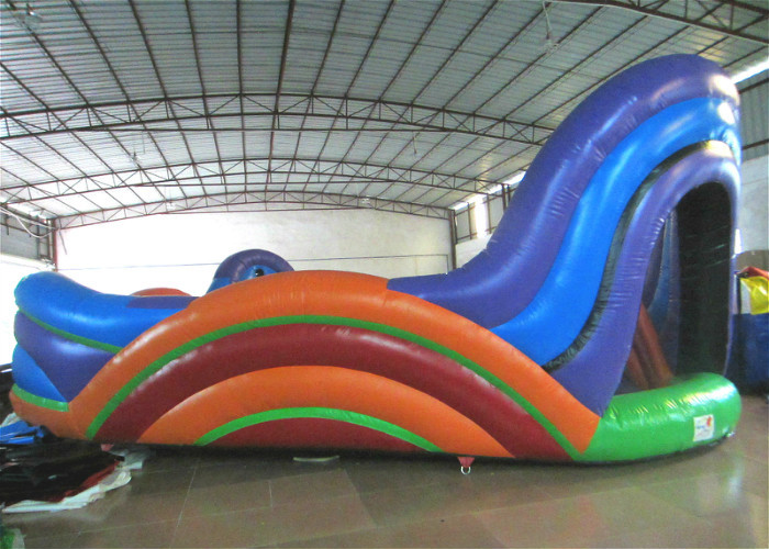 Colourful Inflatable Sports Games Wave Shaped Playground 8 X 8 X 3.4m 0.55mm PVC Tarpaulin