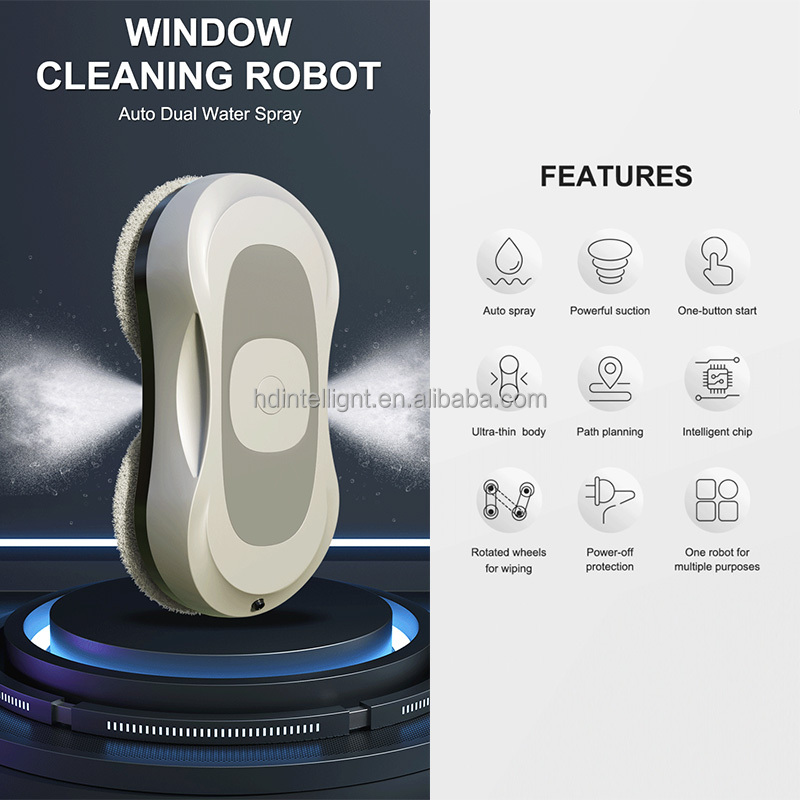 72W Window Cleaning Robot Vacuum Cleaner with Tank Water and 650mAh Battery Capacity