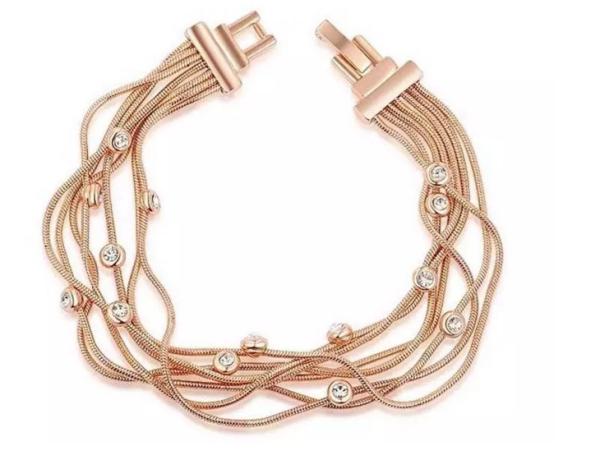 (B-125) Fashion Design Rose Gold Plated Link Chain Bangel Bracelet for Women