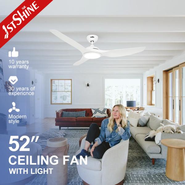 ROHS 52 Inch White Low Noise Large Airflow Ceiling Fan Led Five Speeds Remote