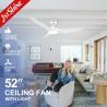 Buy cheap ROHS 52 Inch White Low Noise Large Airflow Ceiling Fan Led Five Speeds Remote from wholesalers