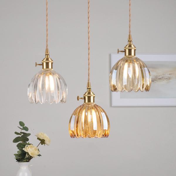 Modern Glass Pendant Light Clear Flower Pendant Lamp living dinning room hanging