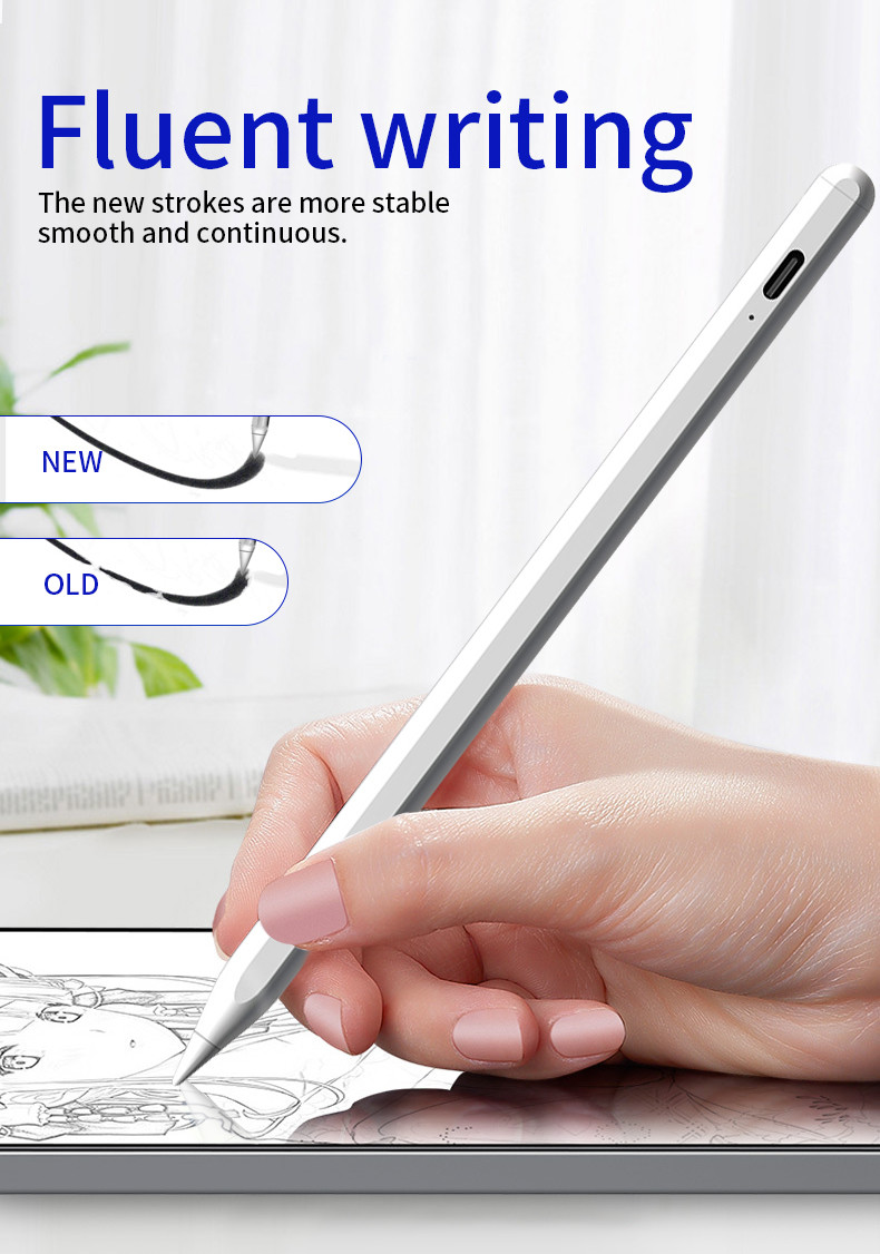 White Aluminum Active Universal Touch Pen With 6mm Tip Diameter