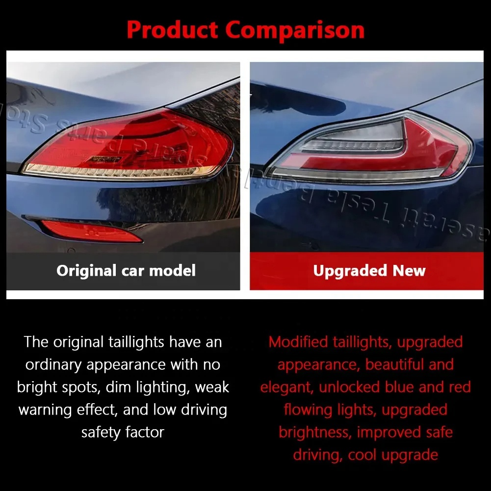 Car Fitment BMW Z4 09-16 E89 Gets A Dynamic Red Flow Led Brake Light Bar Turn Signal