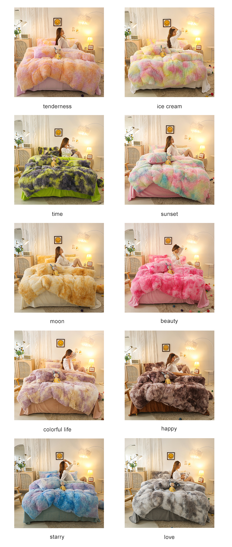 Thickened Designer Bedding Sets 3-piece Warm Color Matching Plush Duvet for Home Wedding