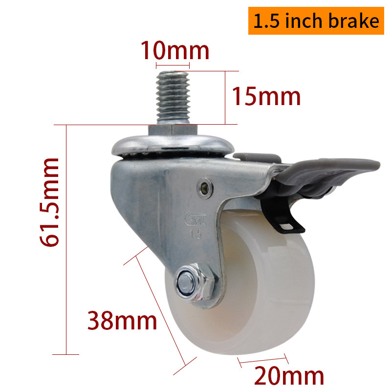 Small Swivel Wheel Caster 1.5 Inch 40kg TPA Threaded Caster Wheels 2615S-23