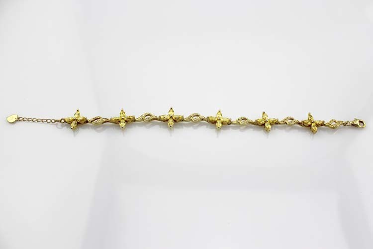 Yellow Gold Plated 925 Silver Jewellery Quatrefoil Citrine Cubic Zircon Tennis Bracelet (B04PURPLE)