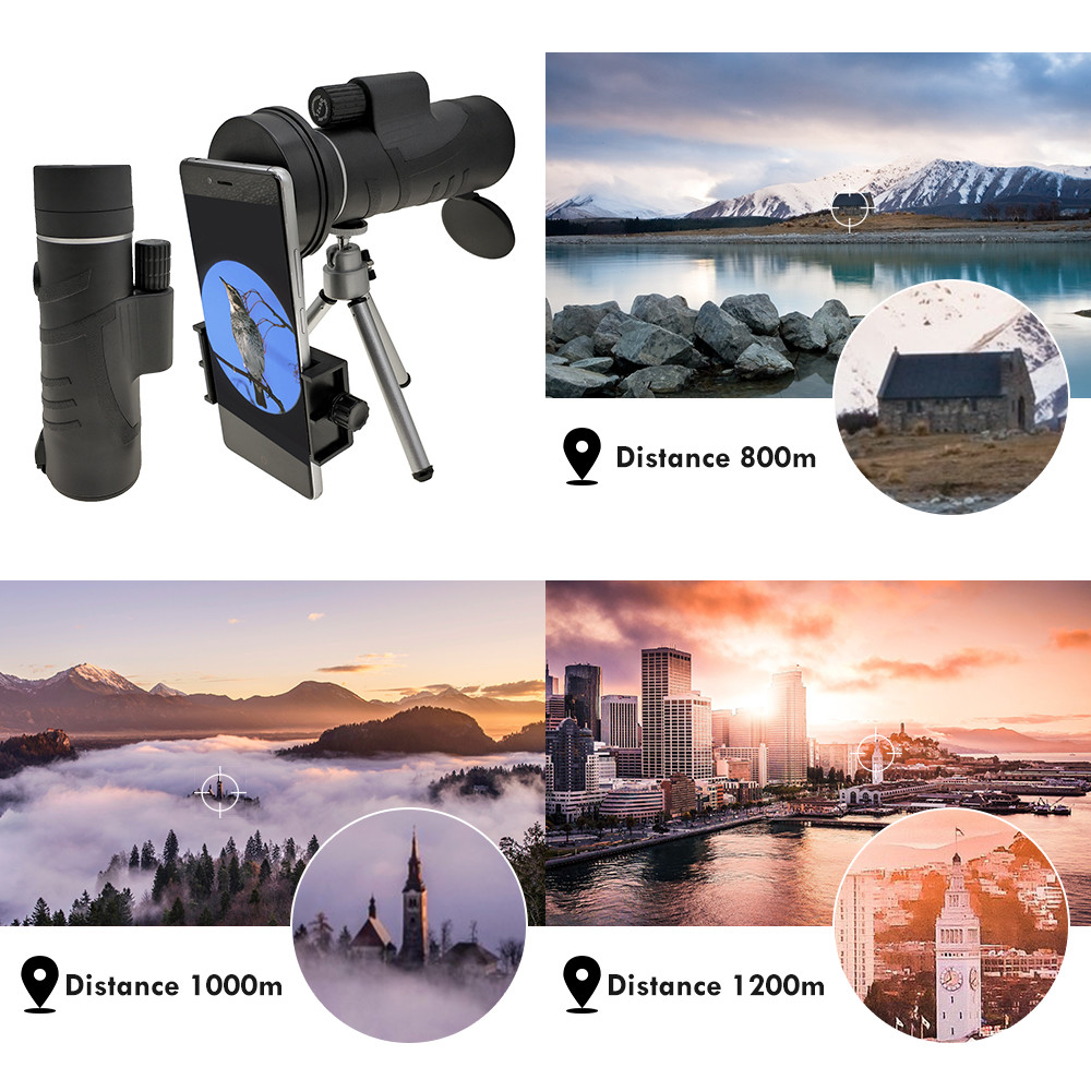 12X50Mobile PhoneMonocular Telescope With Tripod Smartphone Clip