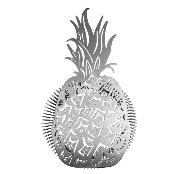Brushed Stainless Steel Barware Hawthorne Cocktail Strainer with Pineapple