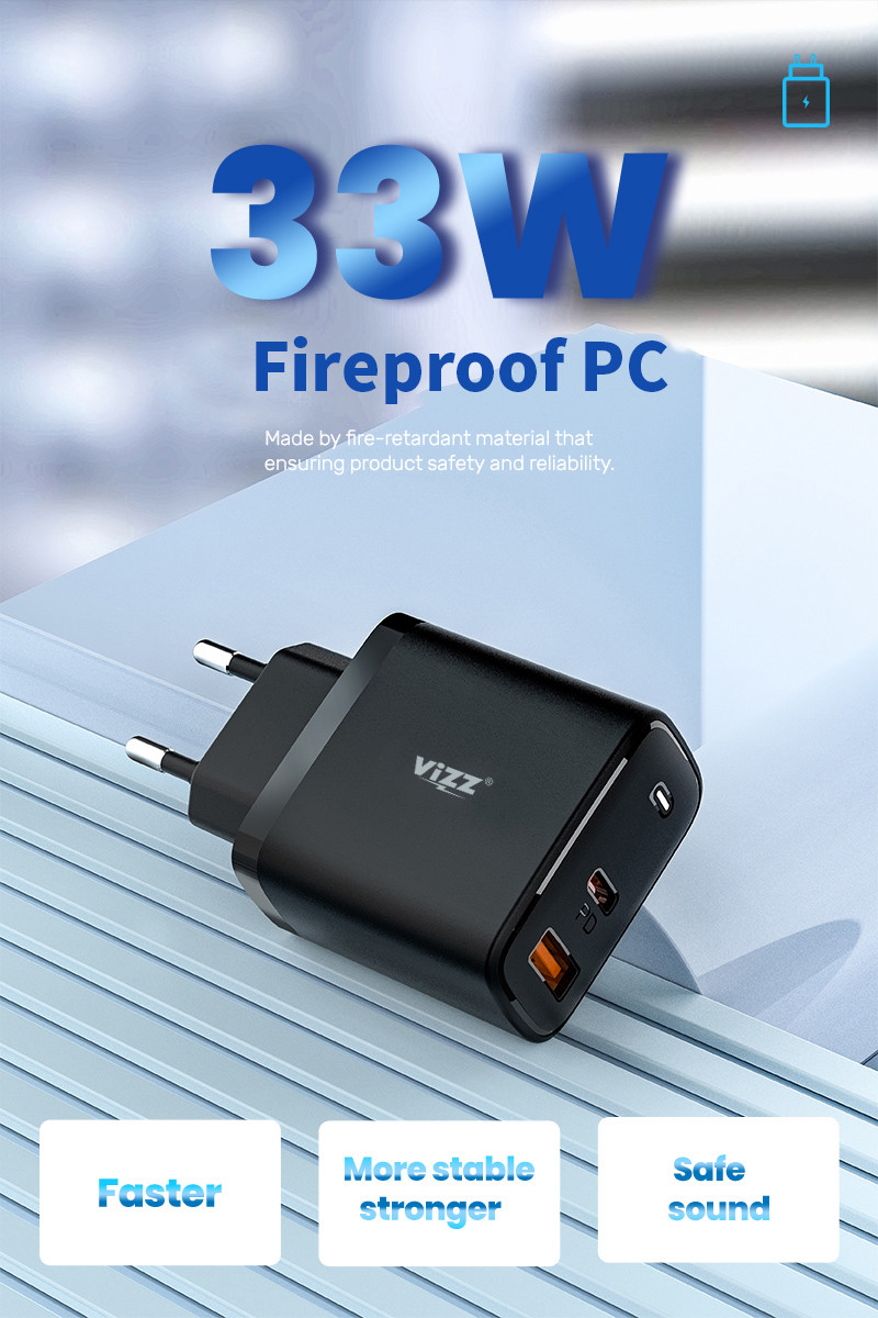 33w GaN Wall Charger Fast Charging Adapter PD Port 5V 3A For Tablet PC