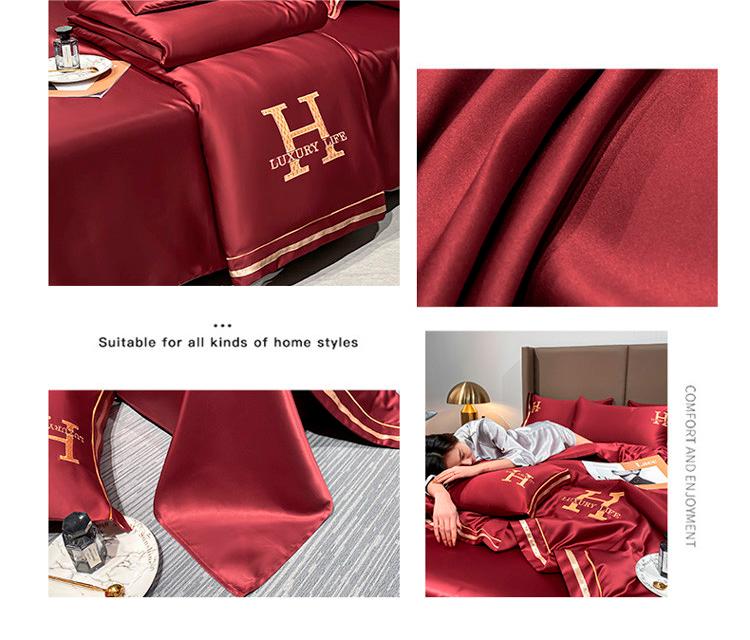 Luxury Washed Silk Summer Quilt Set With 1 Cover 1 Flat Sheet And 2 Pillowcases