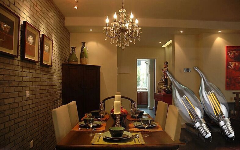 E12 LED candle bulb light C35 4W golden color