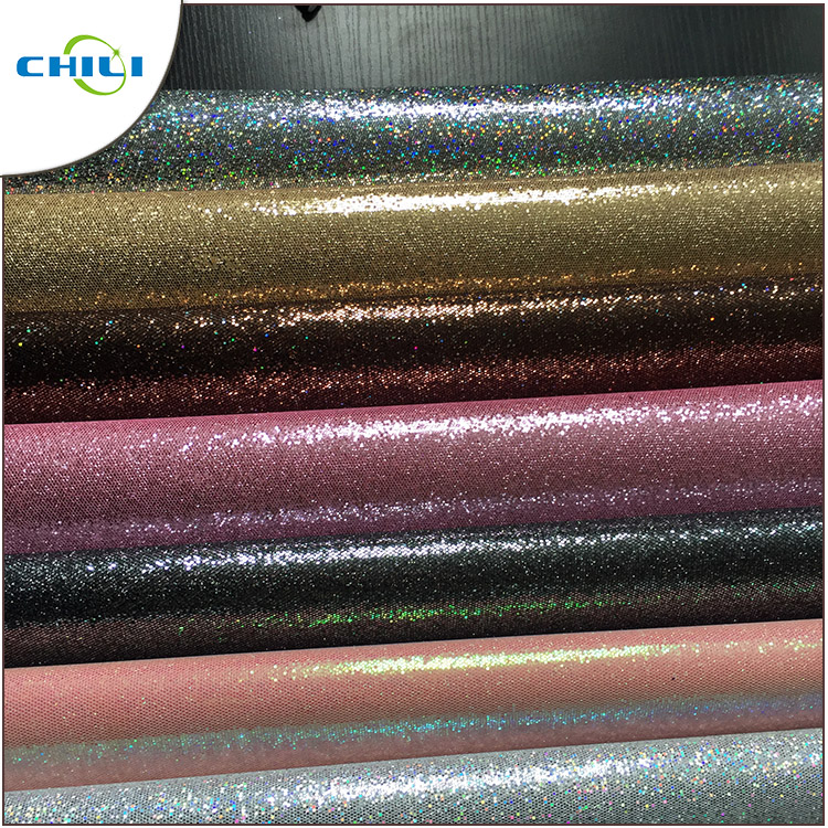 New Design Shining Pu Leather Material Mesh Glitter Fabric For Shoes