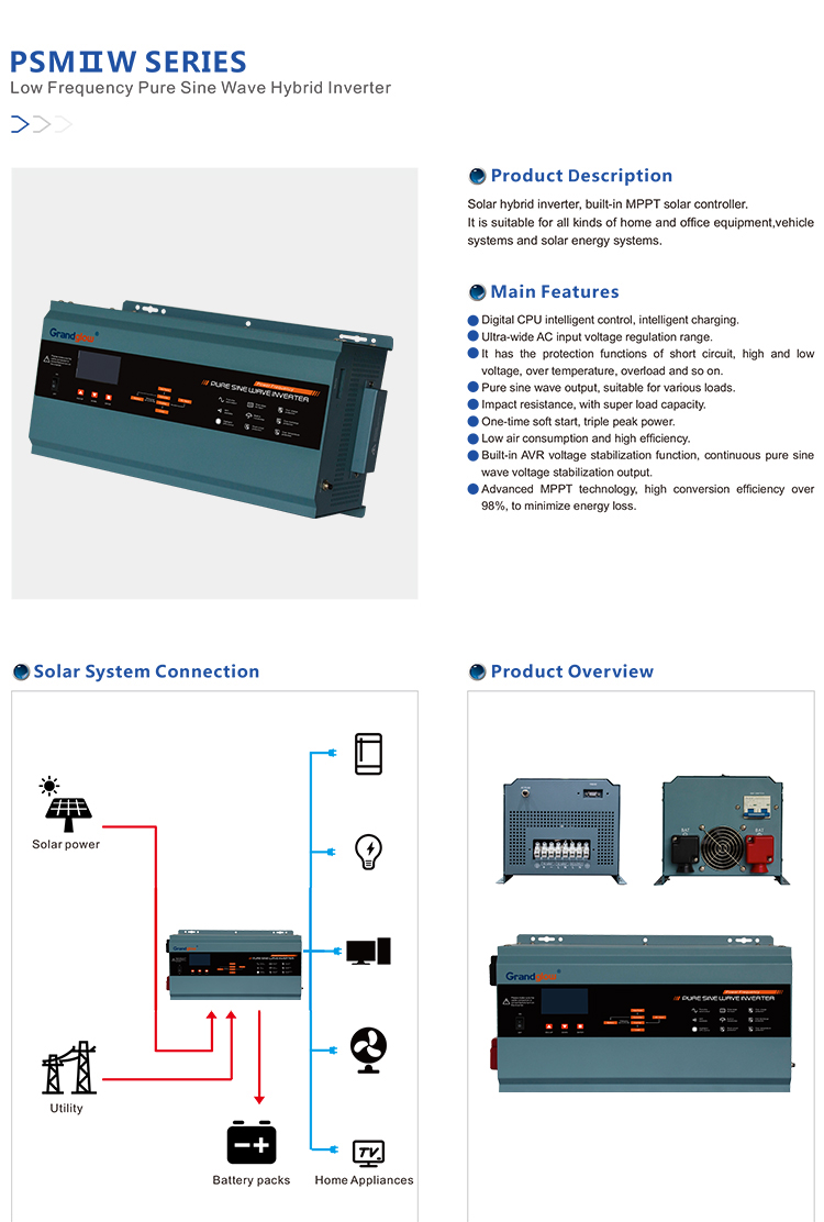 48v 5kw Pure Sine Wave power Frequency Off Grid Solar Hybrid Inverter