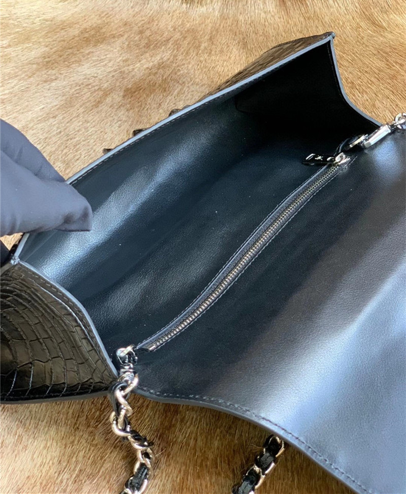 Authentic Crocodile Skin Women's Foldable Clutch Female Evening Purse Genuine Alligator Leather Lady Cross Shoulder Bag