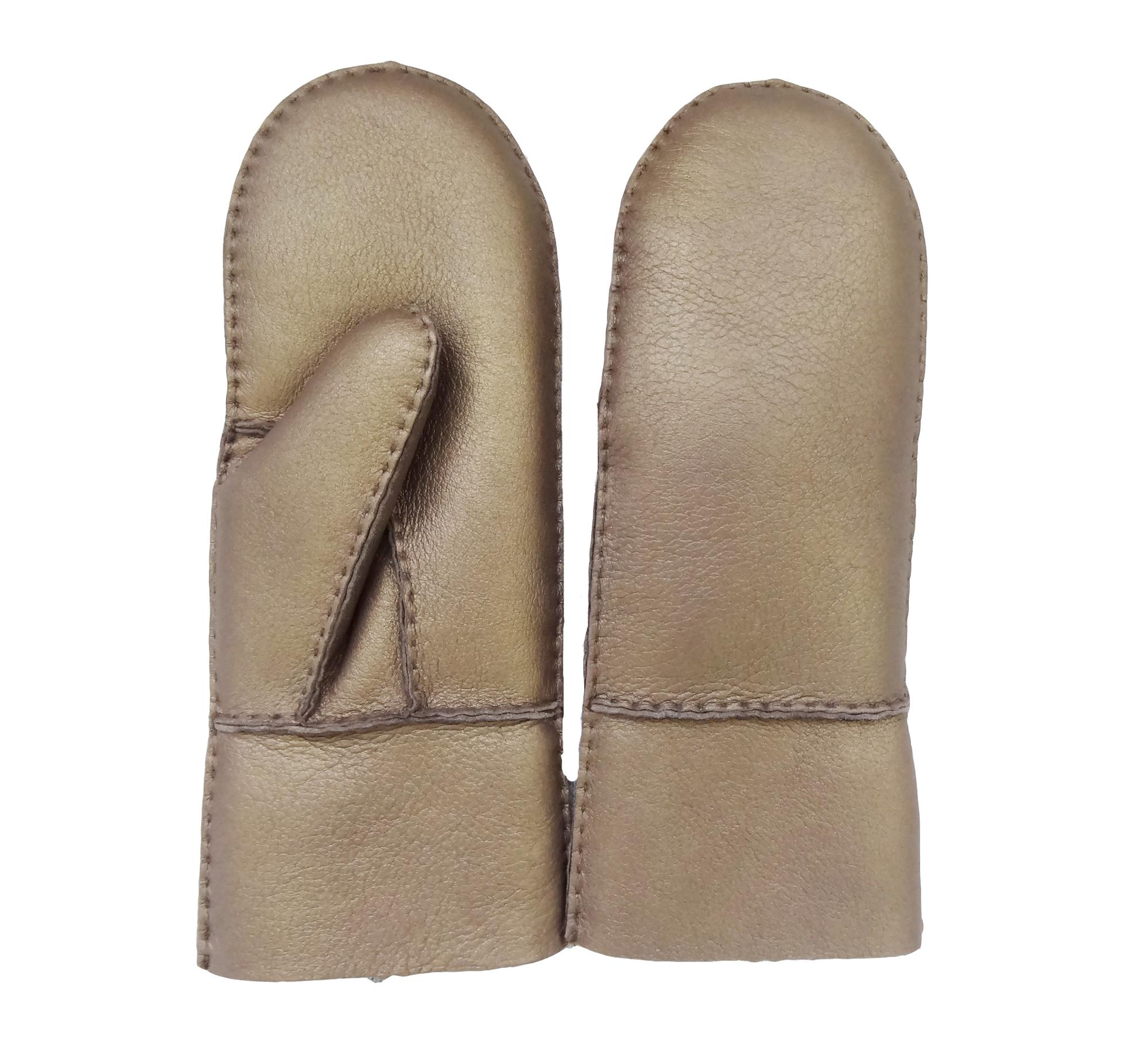 Shearling Sheepskin Merino Leather Gloves 100% Handmade Silver / Gold Color