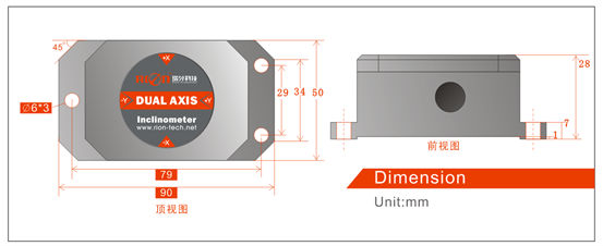 HCA520T Angle Tilt Sensor Analog Voltage Industrial Vibration Inclinometer