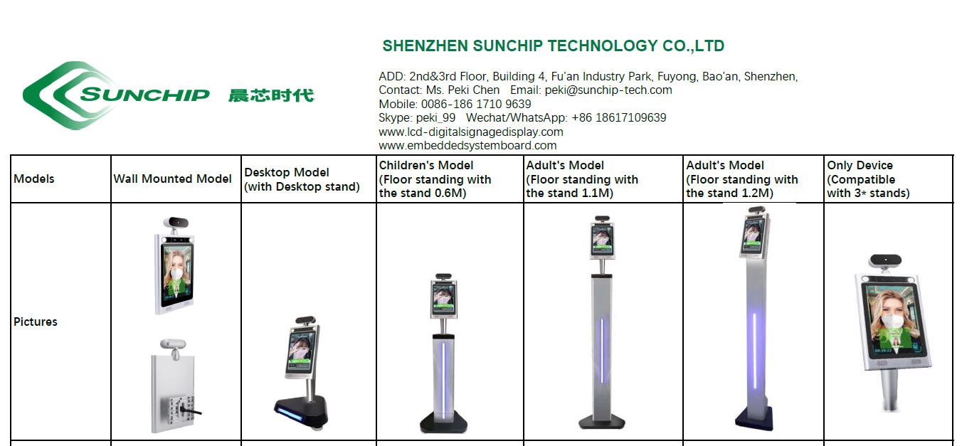 350cd/㎡ Android 5.1 Temperature Measurement Terminal