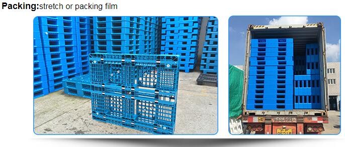 100% Virgin HDPE wear-resistant anti-slip stackable plastic pallet, China Manufacturer accept custom standard stacking p