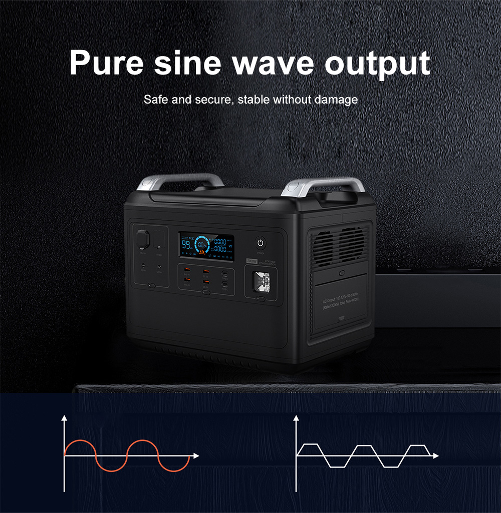 Battery Lithium Portable Power Station For Refrigerator Tv 2000Wh Wireless Charger