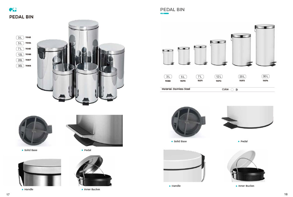 Round Shape Household Pedal Trash Bin Stainless Steel with Thin Lid OEM ODM Offered