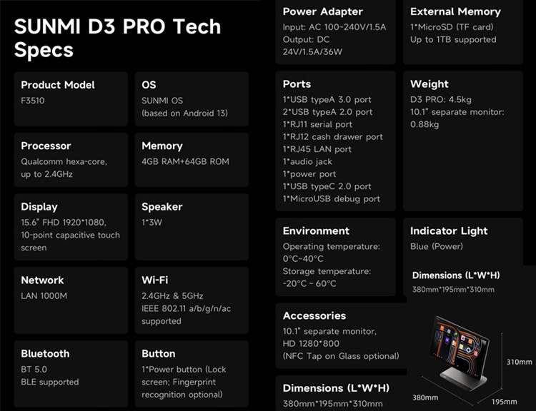 Dual Screen Android POS Terminal Customizable With 4GB RAM 64GB ROM