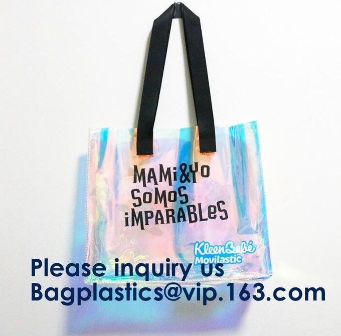 Big Size Clear Plastic PVC Shopping Tote Bag Fashion Large Capacity Waterproof Pvc Beach Bag TPU laser makeup handbag PV