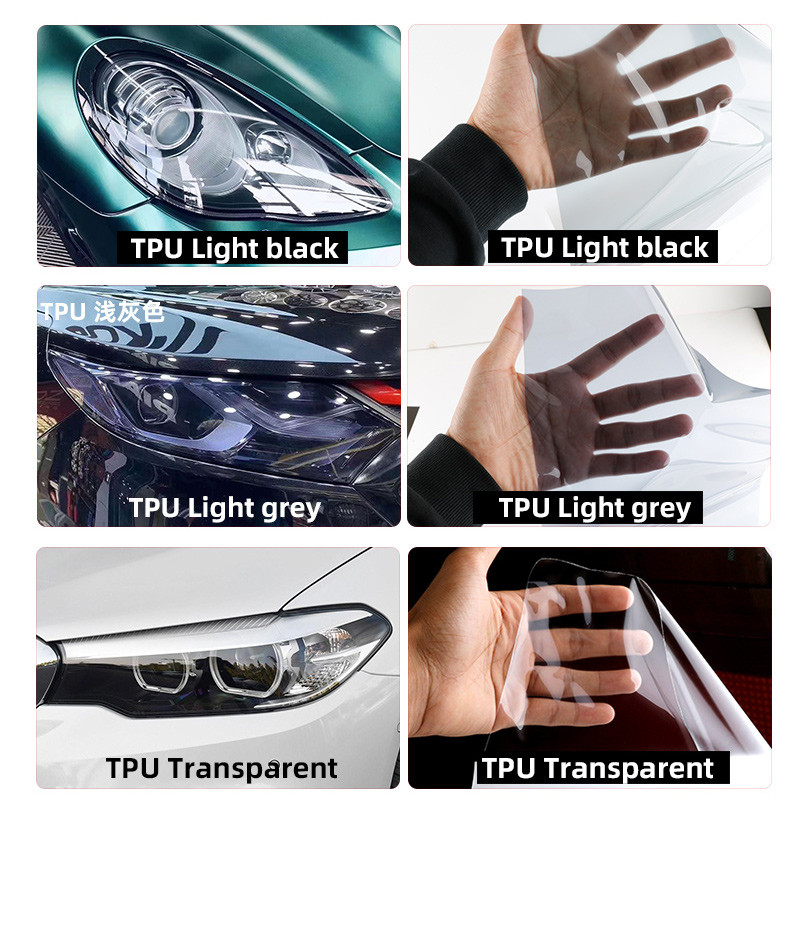 TPH TPU Car Headlight Tint Film Light Black Smoke Black Tail Light Headlight Tint Film