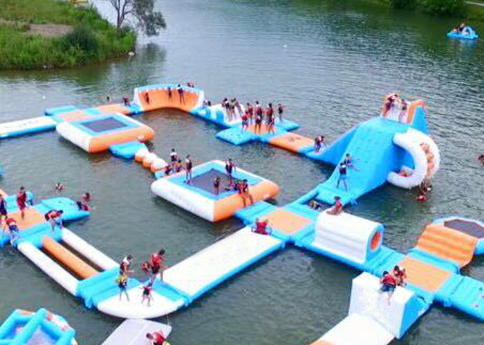 Largest Indoor Outdoor Island Water Park For Family , Beach Waterpark Floating Obstacle