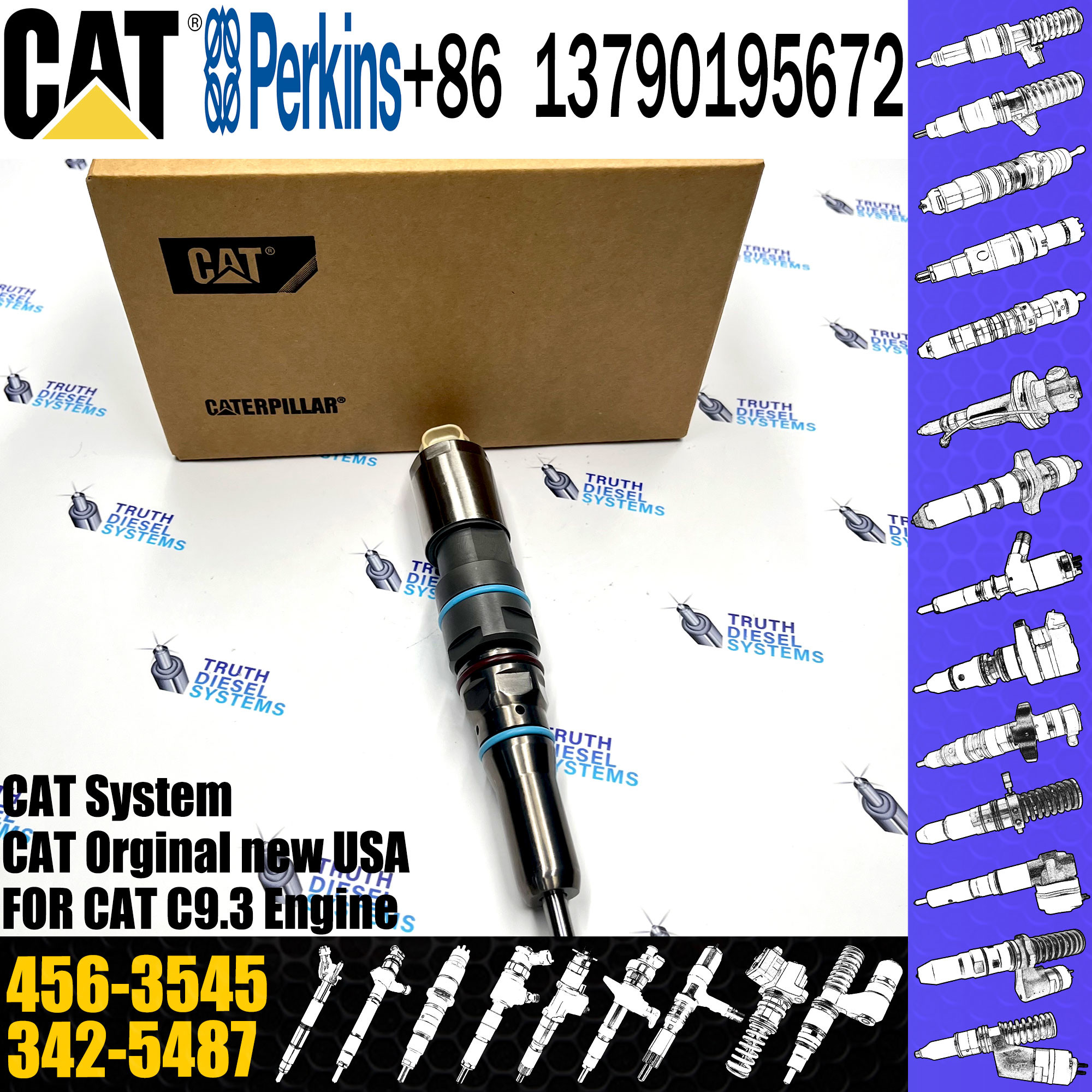 diesel fuel injector 456-3545 342-5487 10R-1267 417-3013 for CAT C9.3 Excavator Parts Engine
