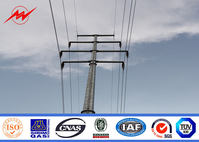 132KV Electrical Materials Octagonal Steel Power Pole , Galvanised Steel Poles
