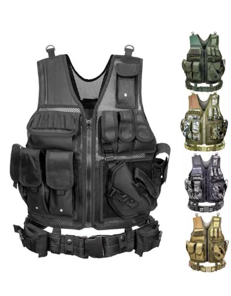 Security Guard Combat Vest For Hunting Crossfit Gym Paintball Game Tactical