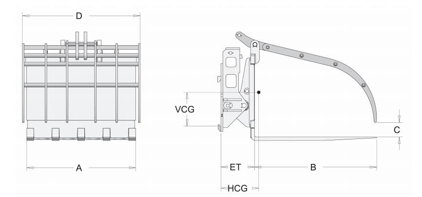 Width 1200mm Straw Waste Paper Clamp Forklift Attachment Hinged Broke Handler