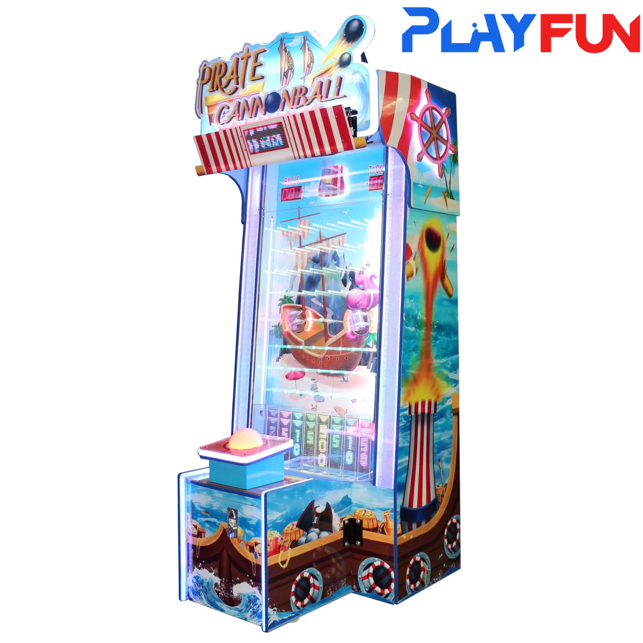 Playfun Redemption tickets machine Pirate Cannonball arcade skill game machine