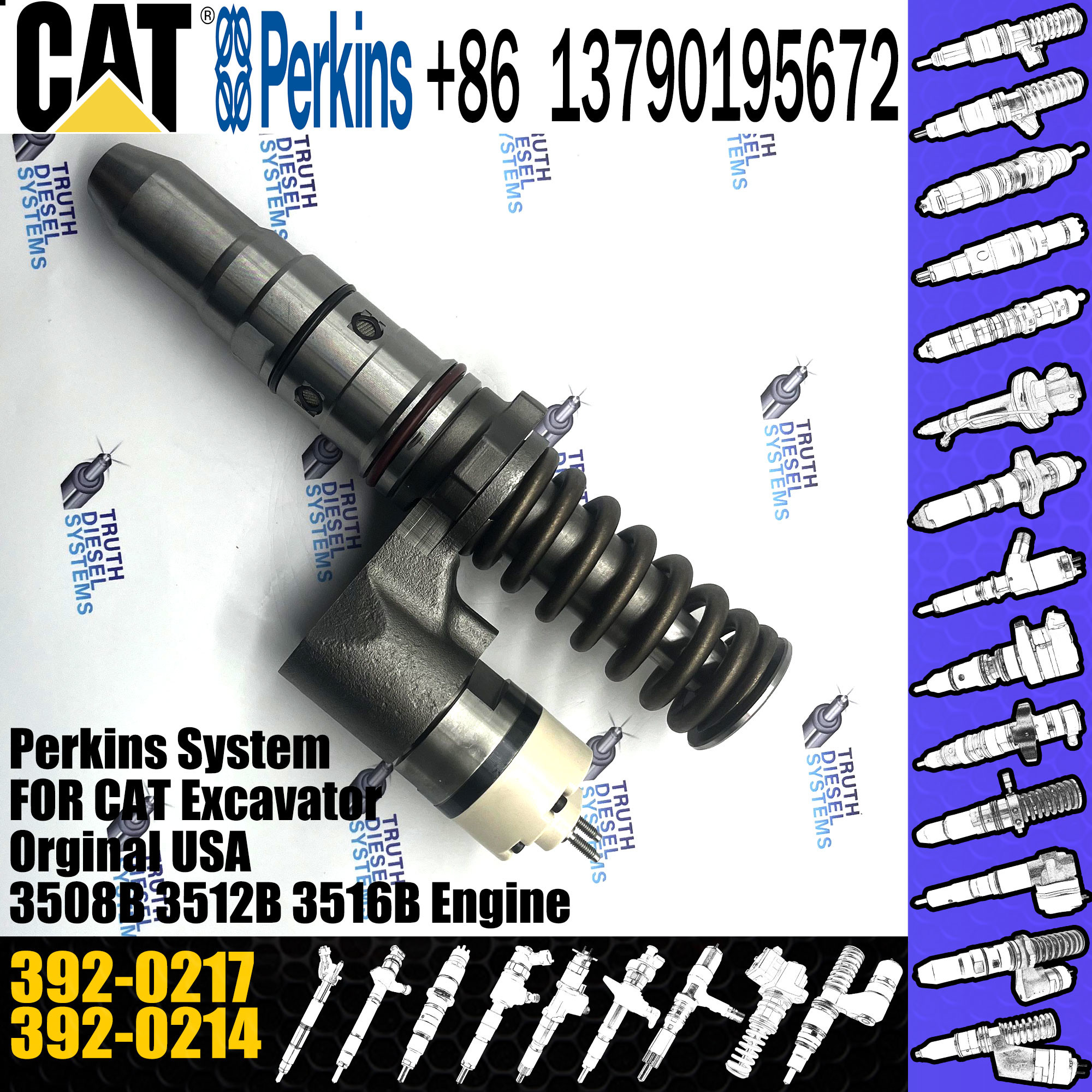 Diesel spare parts cat engine injectors 392-0214 392-0217 for caterpillar 3508b 3512b 3516b fuel injector