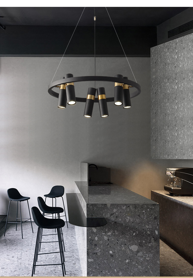 Retro Loft Circle Light Fixture Vintage Iron Spot Chandelier(WH-MI-463)