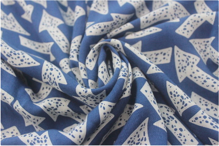 Soft Fashion Ladies Blouse Short Sleeve Blue Printing Color With Different Size