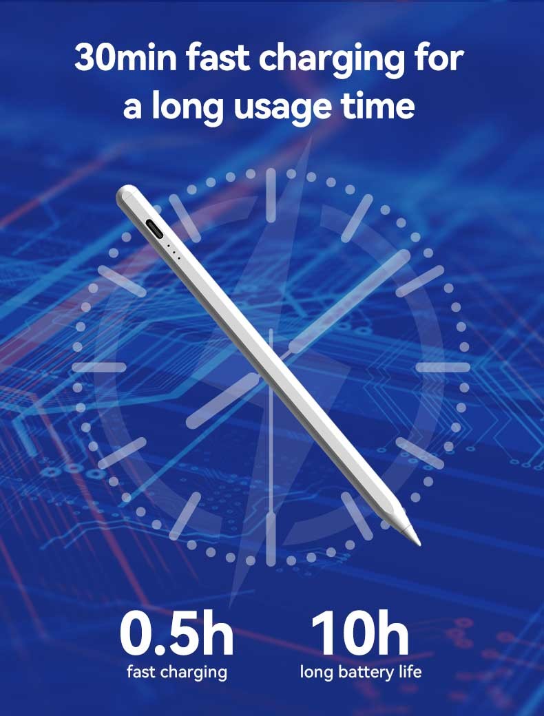 Silver / White Wireless Stylus Pen 4096 Level For Android/IOS/Windows