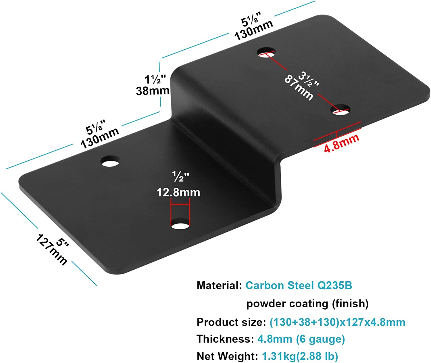 Standard 2x4 Door Barricade Brackets for Heavy Duty Steel Drop Open Bar Security Lock