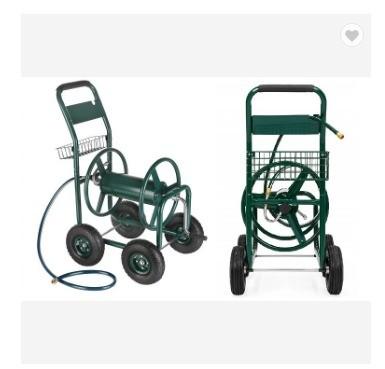 Outdoor Garden Yard Heavy Duty Hose Reel Cart with Stainless Steel and Four