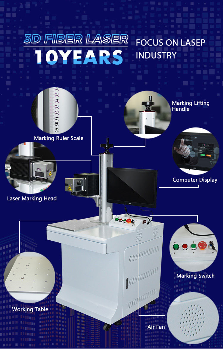 Metal Marking Fiber 3D Laser Engraving Machine 50W On Curve Metal