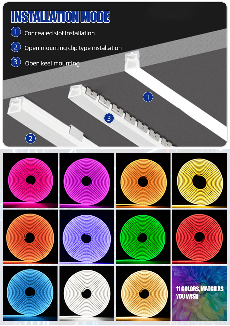 High Voltage Brightness Flexible Bande Luces Tape Led Strip Lights with Custom Size PVC