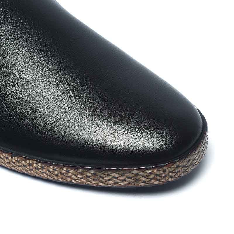 Fashionable Spring Black Mens Leather Casual Shoes