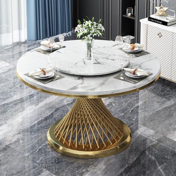 Stainless Steel 6 Seater Circle Dining Table Set OEM ODM